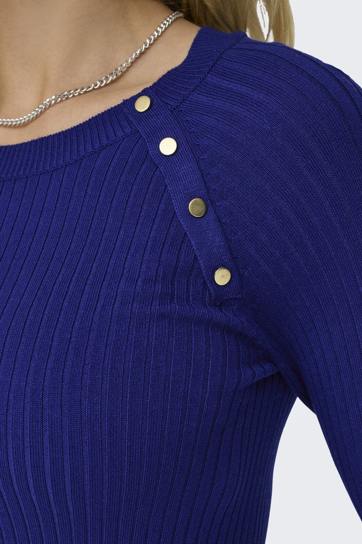 Only - Onlmeddi Ls Button Detail O-Neck - 4508480 Sodalite Blue Bluser 