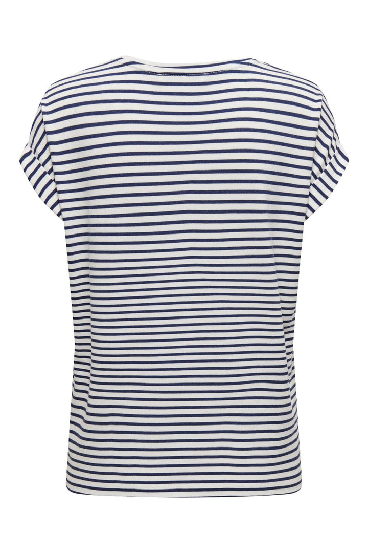 Only - Onlmoster Stripe S/S O-Neck Top - 4448024 Cloud Dancer Naval Academy