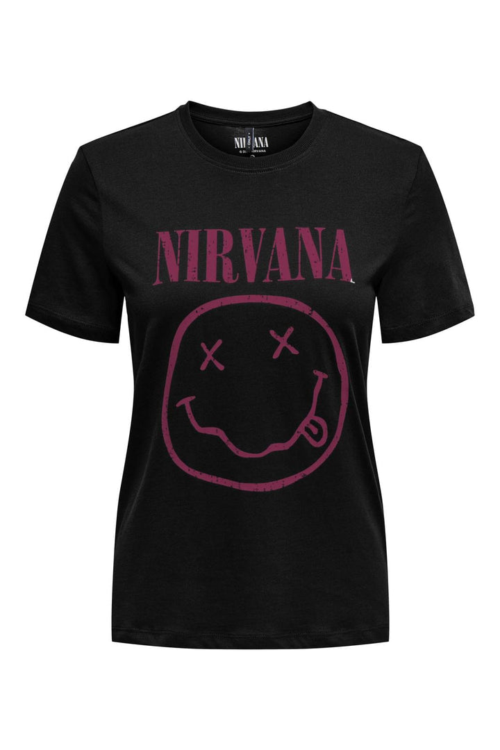 Only - Onlnirvana Reg S/S Top Box - 4703141 Black Smilling Beaujolais