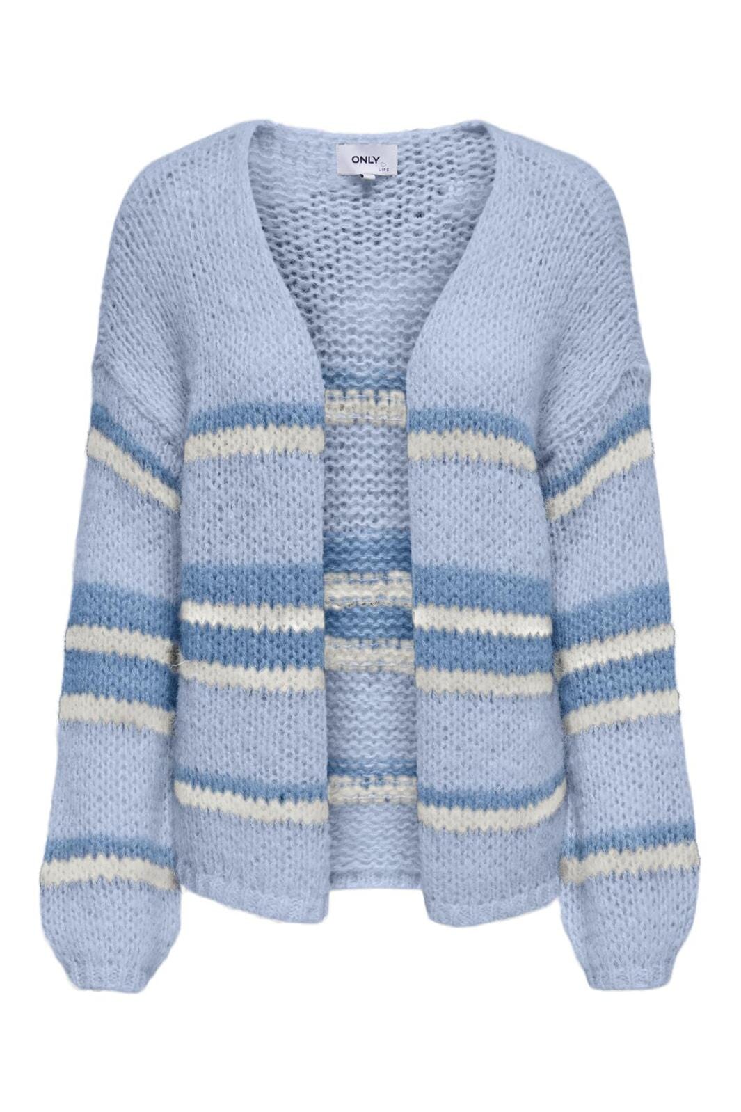 Only - Onlnordic Life L/S Cardigan Knt 15307410 - 4702100 - Cashmere Blue W. Allure + Cloud Dancer