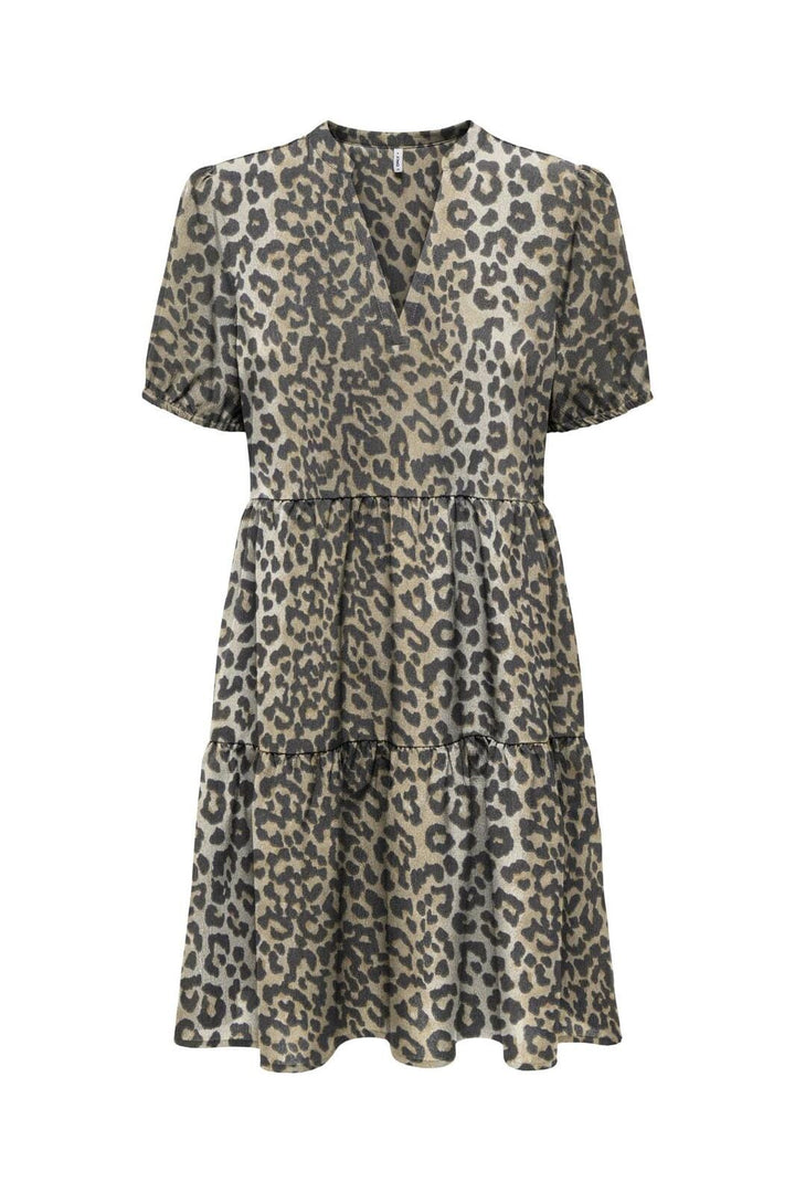 Only - Onlnova Life Elite S/S Thea Dress - 4746339 Timber Wolf 631 Wildlife