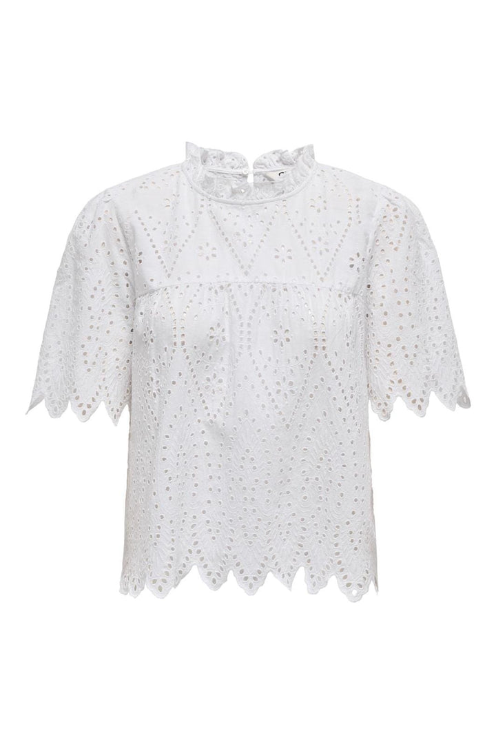 Only - Onlnyla Tulum Emb Ss Top - 4695476 Bright White Bright White Emb.