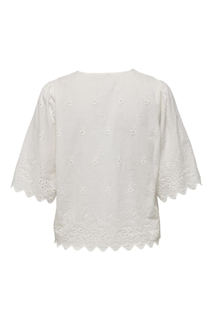 Only - Onlnynne Ss Tie Emb Top - 4714546 Cloud Dancer