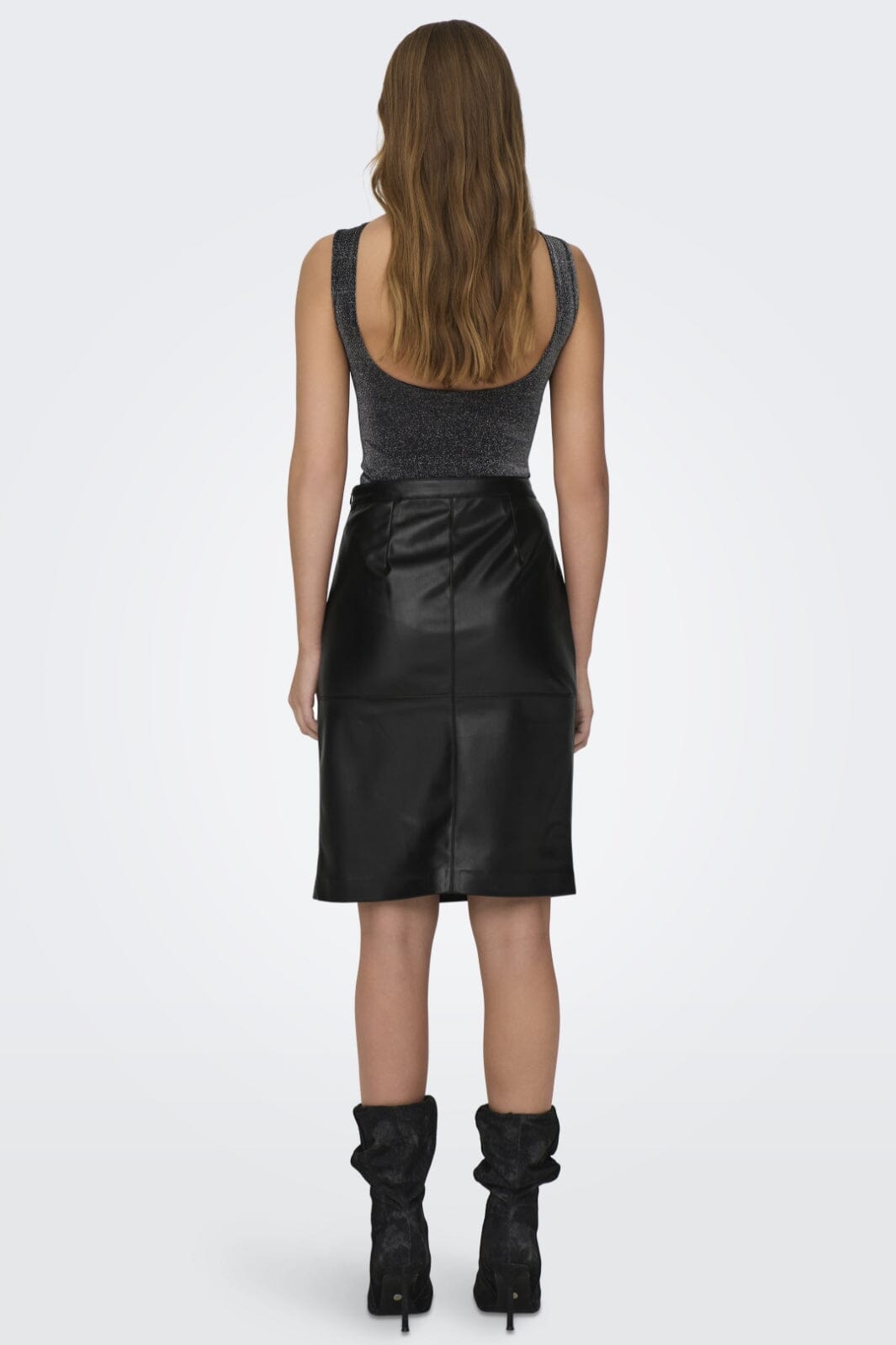 Only - Onloline Faux Leather Pencil Skirt - 4428836 Black