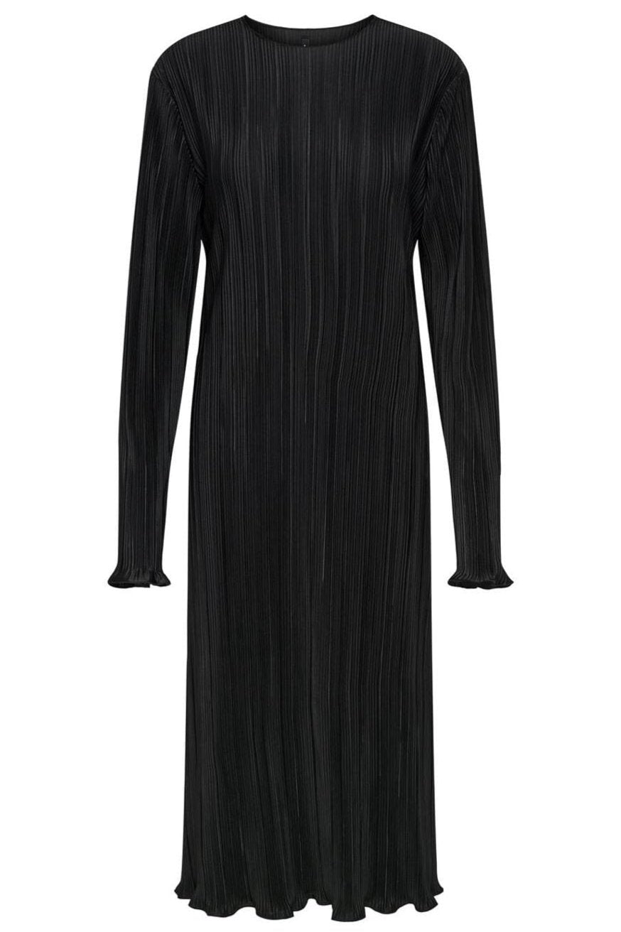 Only - Onlpery L/S Long Plisse Dress - 4658710 Black