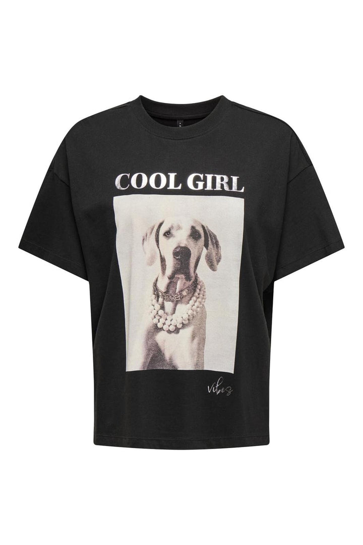 Only - Onlqueen Life S/S Dogs Top Box - 4597101 Black Cool Dog