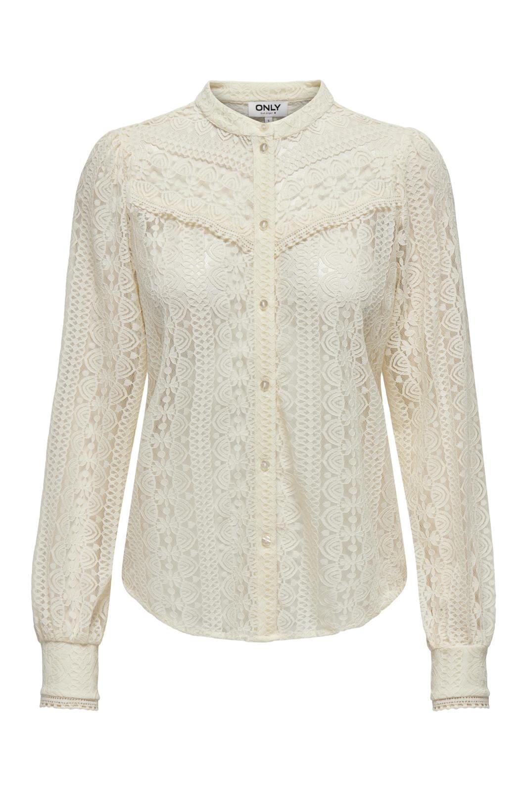 Only - Onlreba Lace L/S Shirt - 4149205 Egret