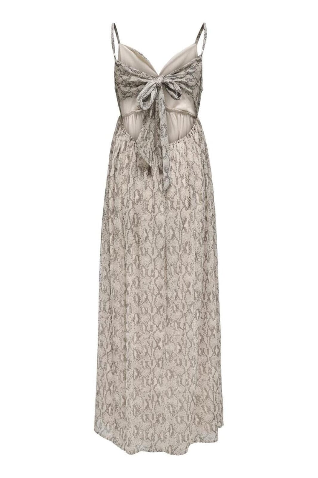 Only - Onlsadia Life Strap Bow Maxi Dress - 4743239 Pastel Parchment Snake W Crystal G- Silent S- Pavem Kjoler 