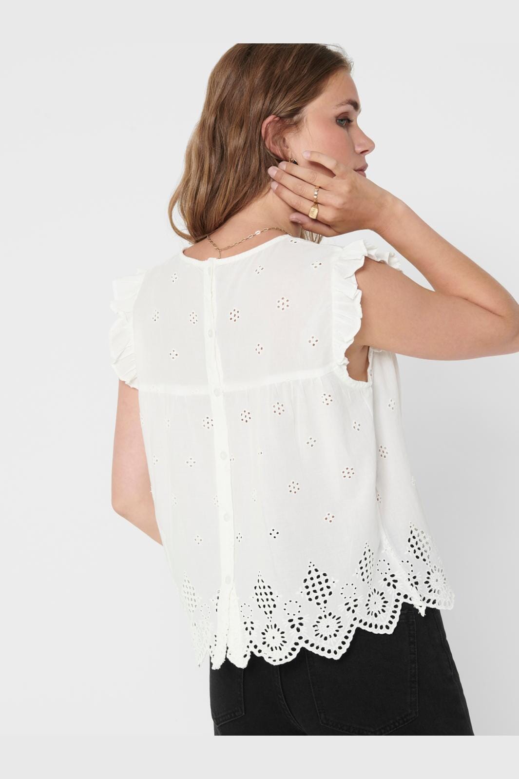 Only - Onlsilla S/L Frill Top - 3454773 Cloud Dancer