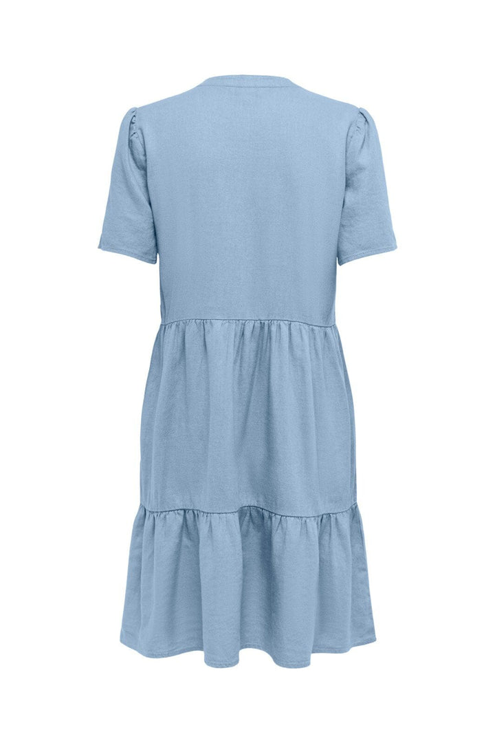 Only - Onltiri-Caro S/S V-Neck Lin Dress Cc - 4458240 Cashmere Blue