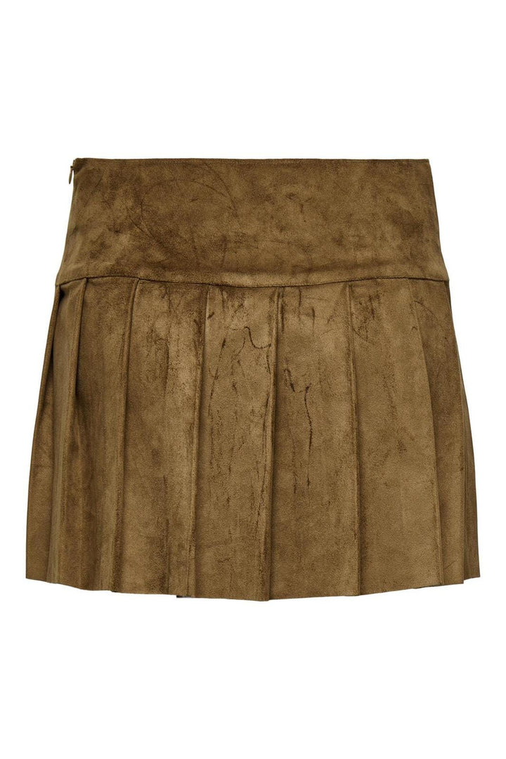 Only - Onltulip Faux Suede Pleat Skirt - 4847777 Cognac