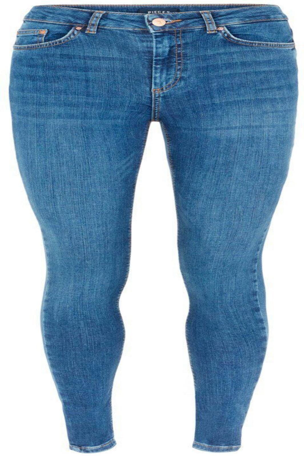 PIECES - Delly Skinny MW Jeans - Medium Blue Denim Jeans 