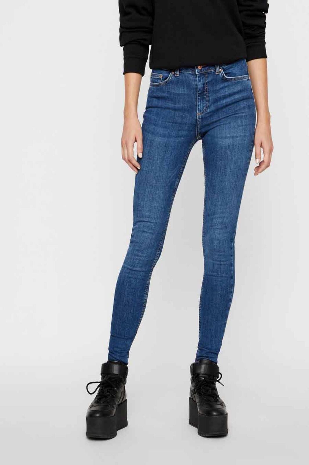 PIECES - Delly Skinny MW Jeans - Medium Blue Denim Jeans 