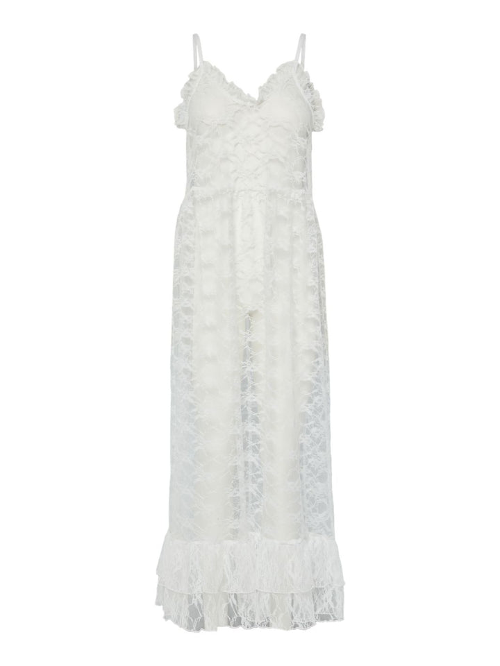 Forudbestilling - Pieces - Pcaddi Long Lace Slip Dress - 4883607 Bright White