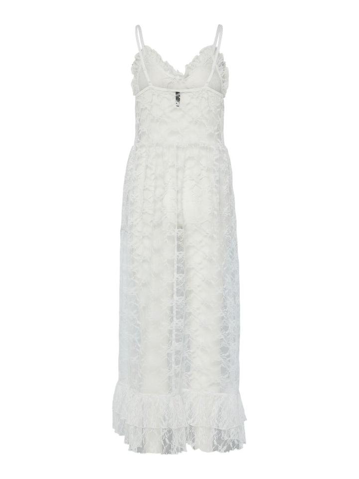 Forudbestilling - Pieces - Pcaddi Long Lace Slip Dress - 4883607 Bright White