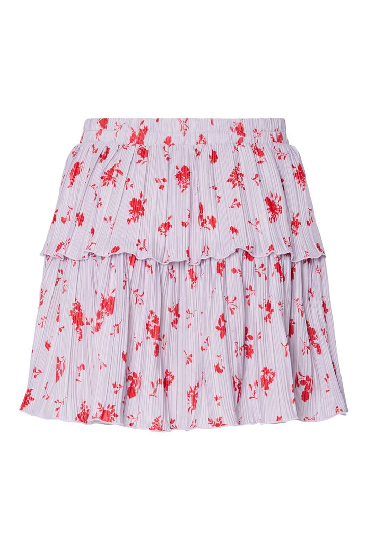 Pieces - Pcamber Short Layred Skirt - 4883689 Lavender Fog Red Flowers