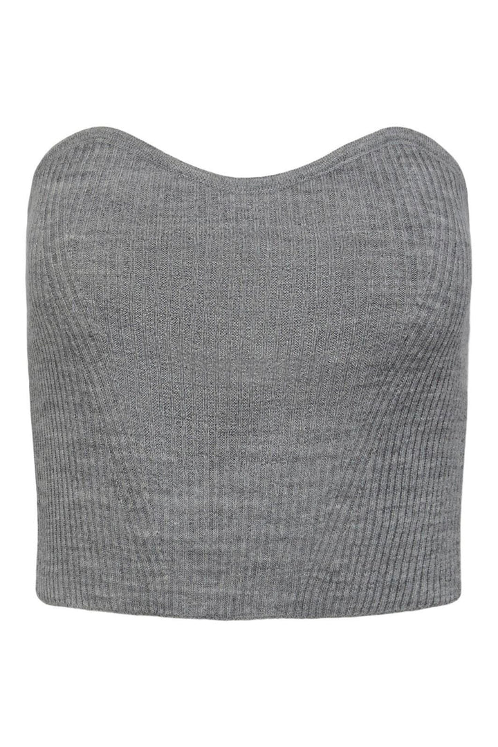 Pieces - Pcangie Knit Tube Top Dmo - Light Grey Melange Toppe 