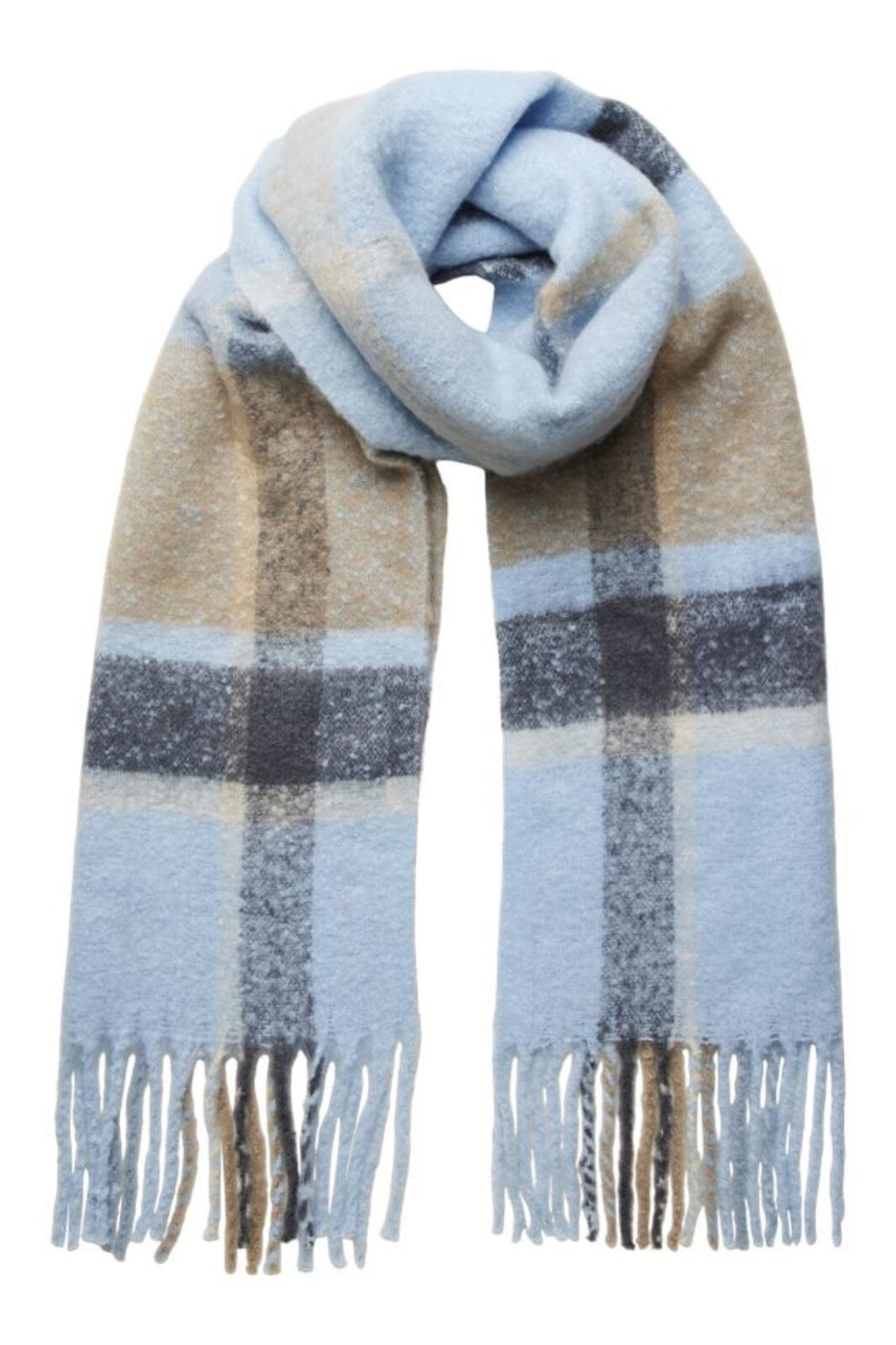 Pieces - Pcbea Long Scarf - 4535962 Airy Blue Check Tørklæder 