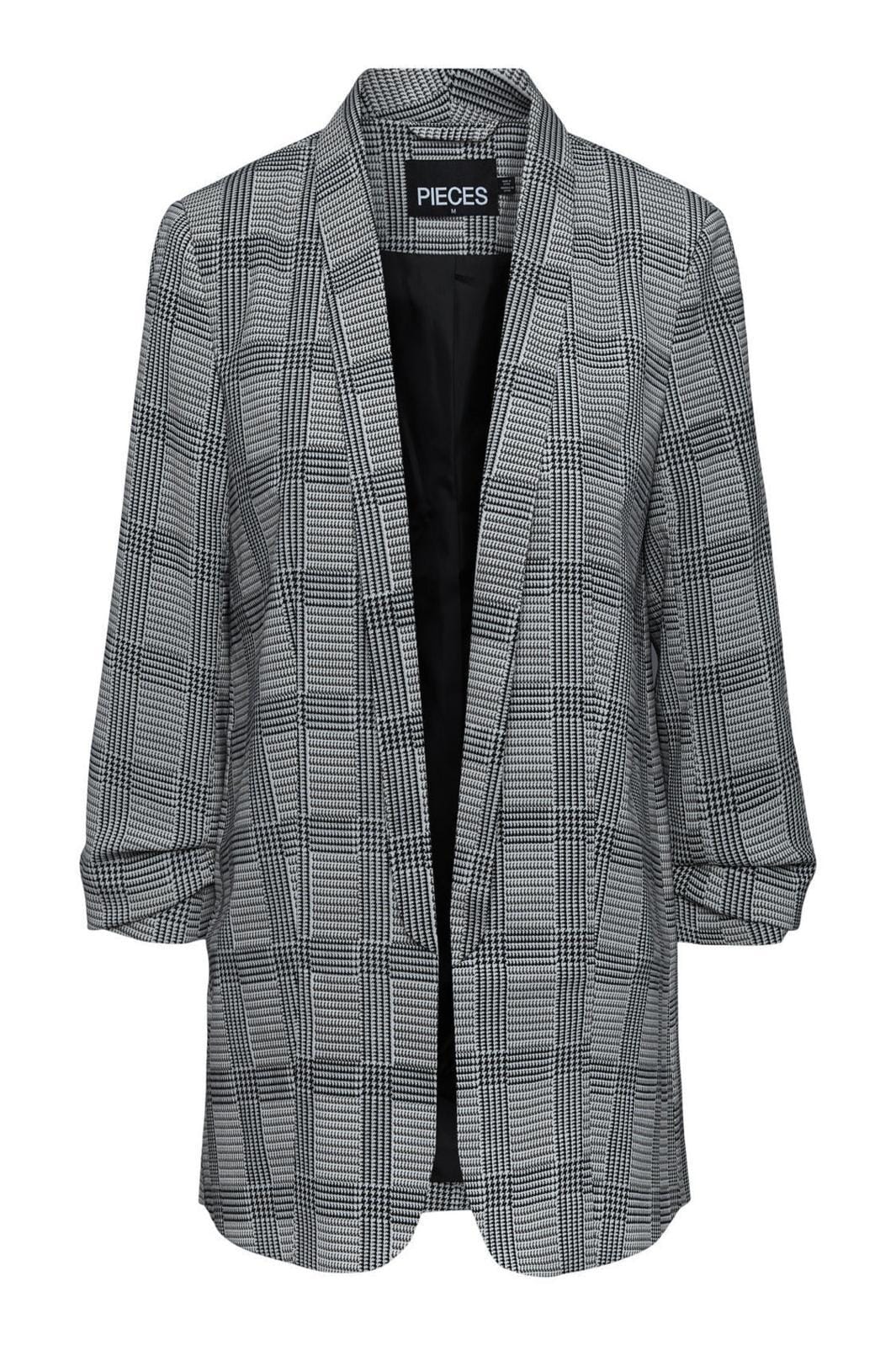 Pieces, Pcboss 3/4 Printed Blazer, Black CHECK