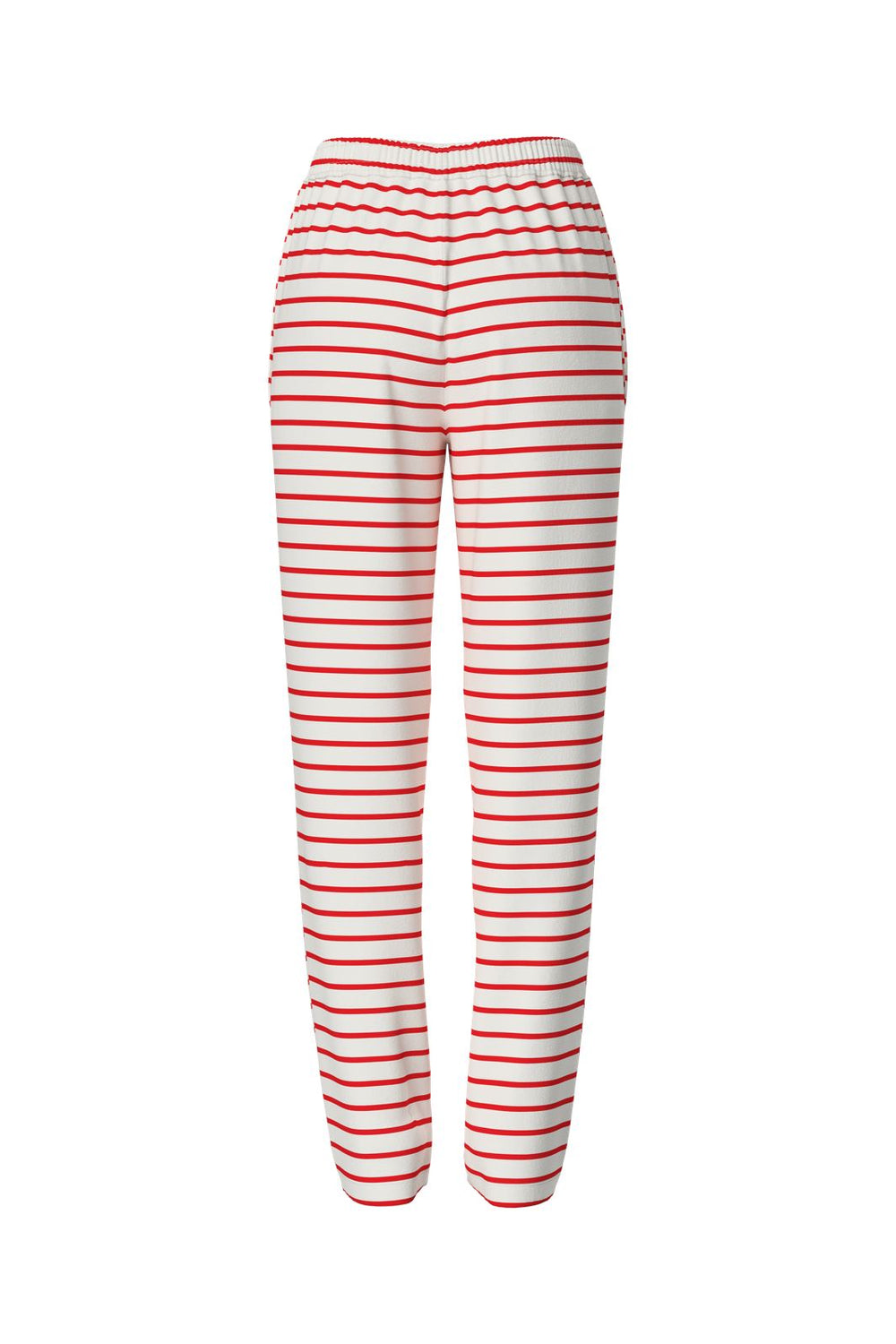 Pieces - Pcchilli Straight Stripe Pants - 4701514 Cloud Dancer Poppy Red