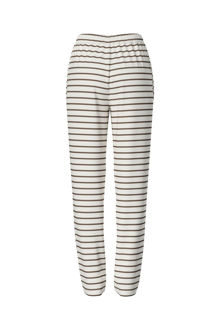 Pieces - Pcchilli Straight Stripe Pants - 4701515 Cloud Dancer Morel