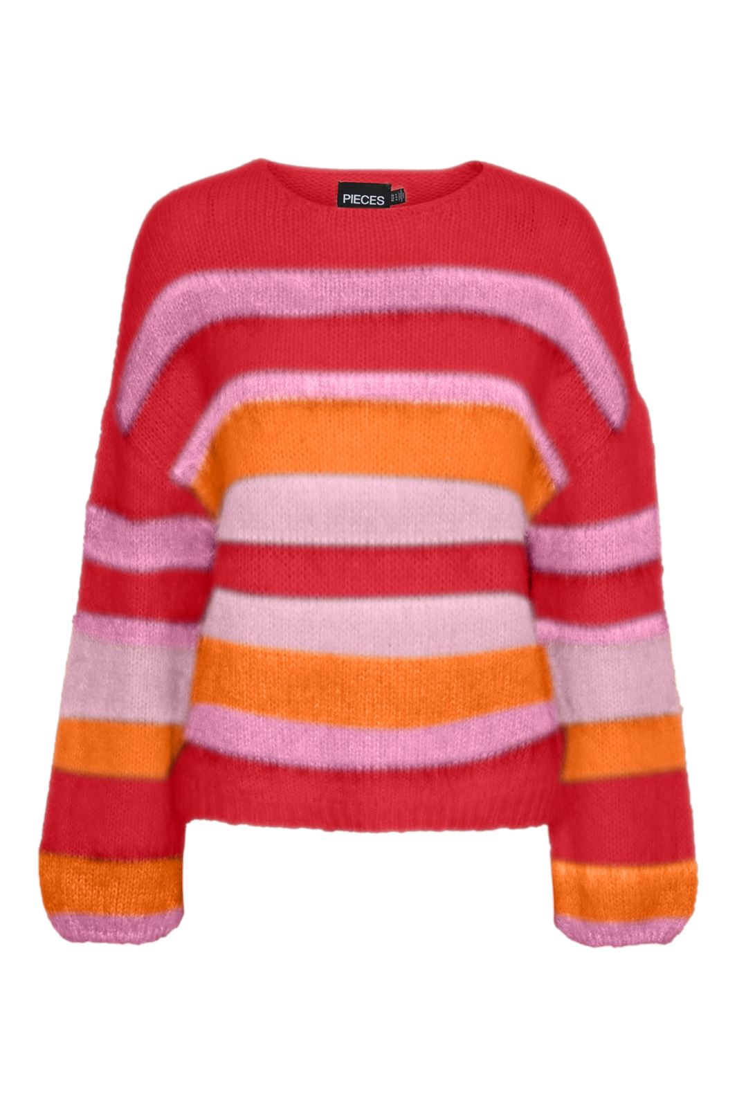 Pieces - Pcdica Ls Knit - 4705133 High Risk Red Multi Pink