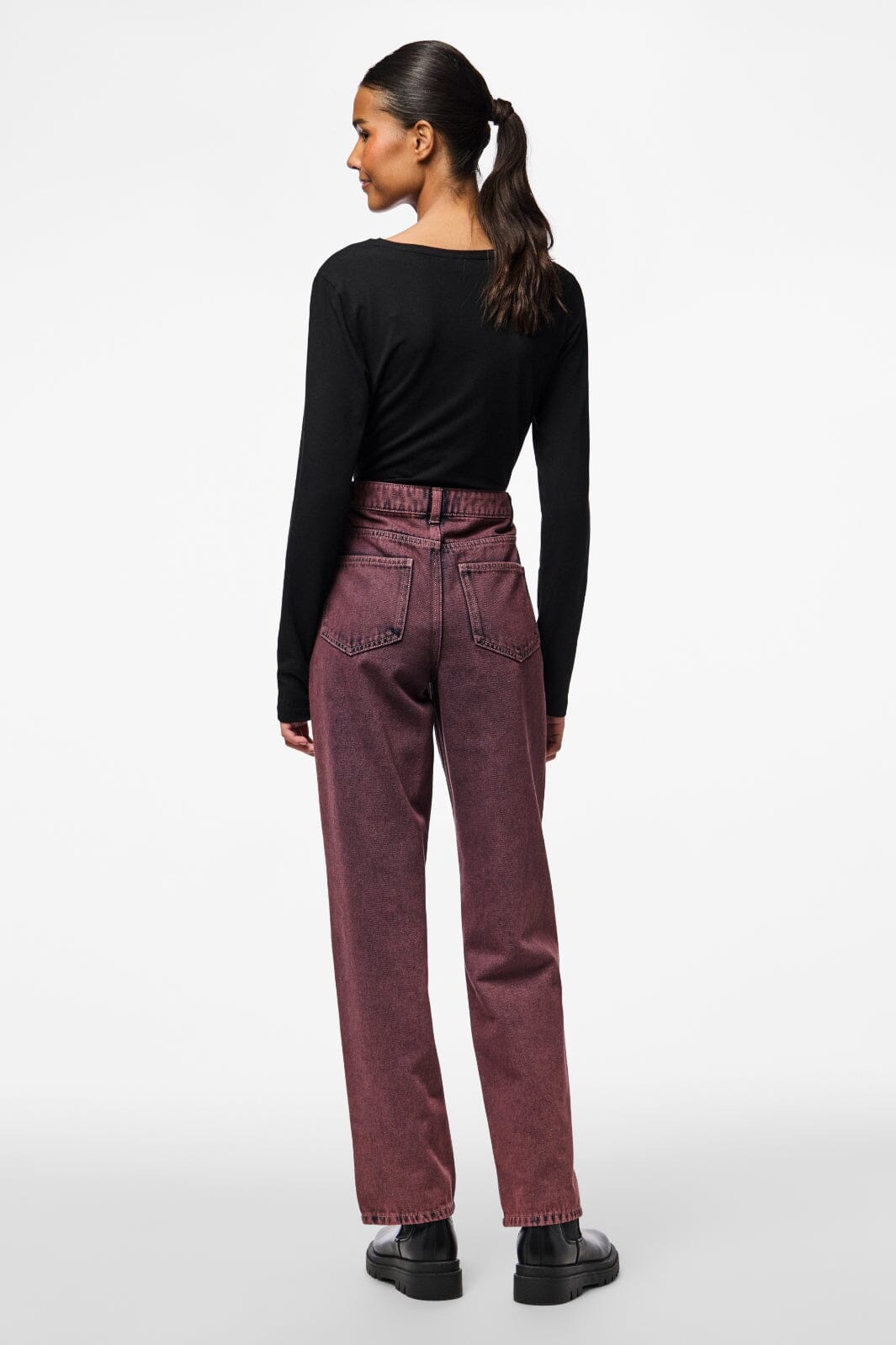 Pieces - Pcdria Straight Denim Pants - 4822816 Tawny Port Washed