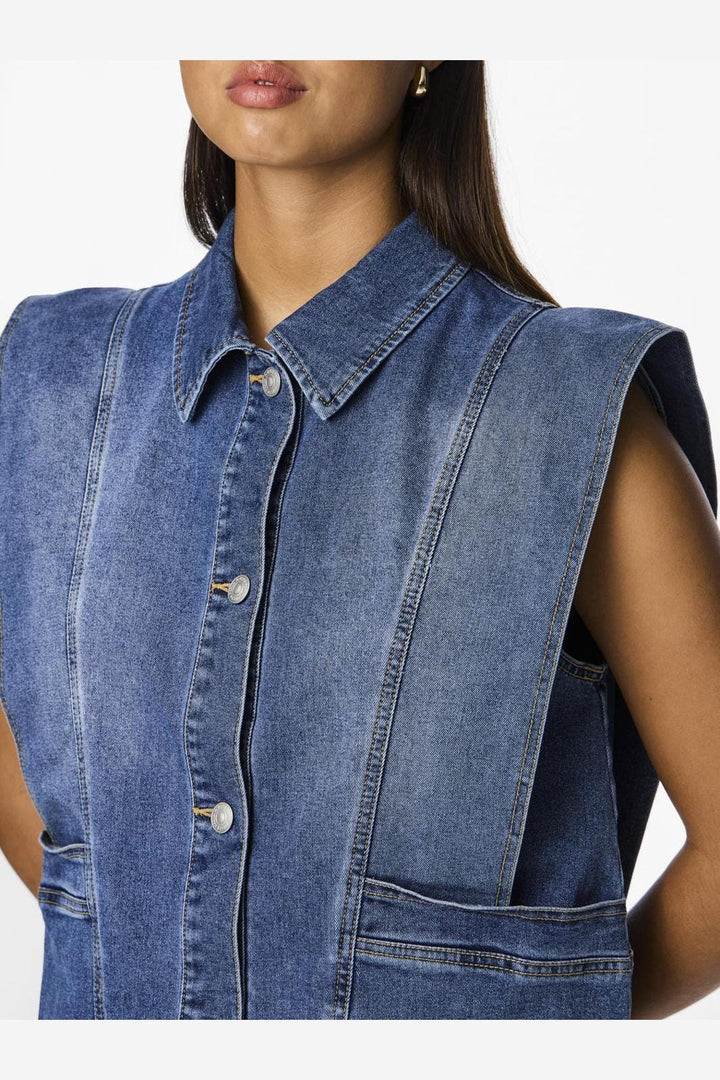 Pieces - Pcfemma Loose Denim Vest Fsy - 4745770 Medium Blue Denim