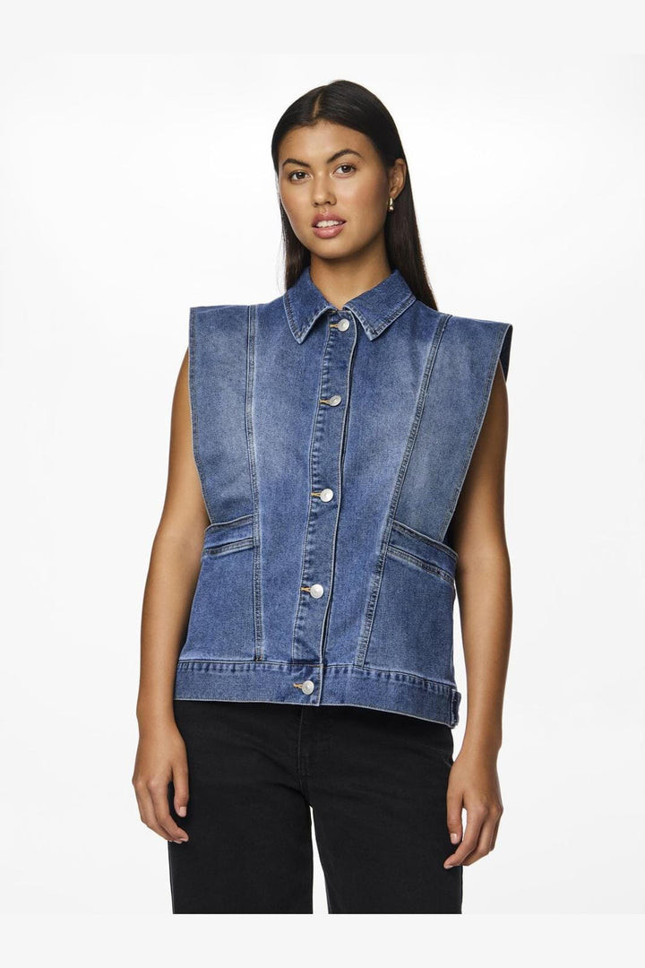 Pieces - Pcfemma Loose Denim Vest Fsy - 4745770 Medium Blue Denim