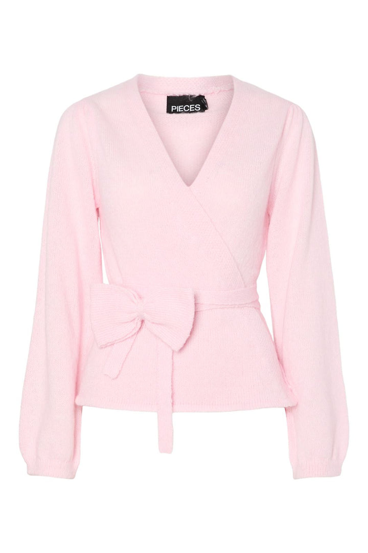 Forudbestilling - Pieces - Pcfleur Ls V-Neck Knit Cardigan Fsy - 4860355 Pink Tulle Melange