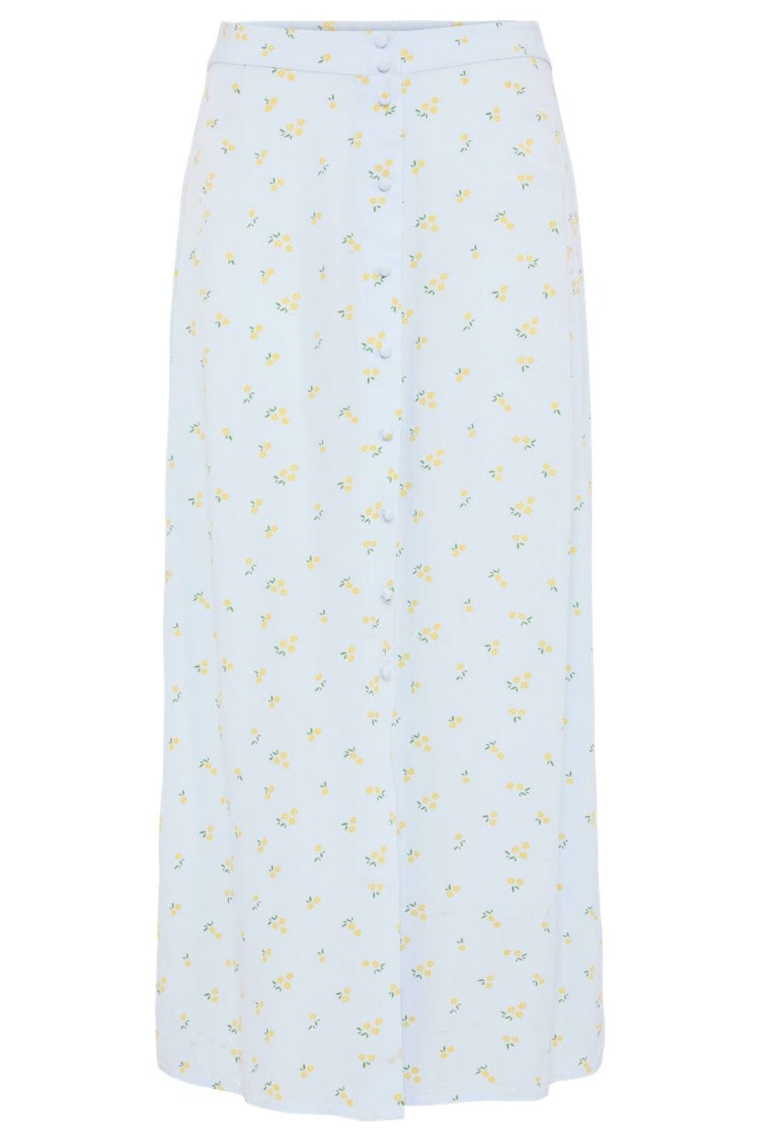 Pieces - Pcjessa Midi Skirt - 4684621 Nantucket Breeze Yellow Flowers Nederdele 