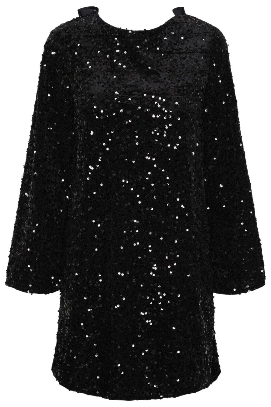 Pieces - Pckam Ls Deep Back Bow Dress - 4617670 Black Black Sequins Kjoler 