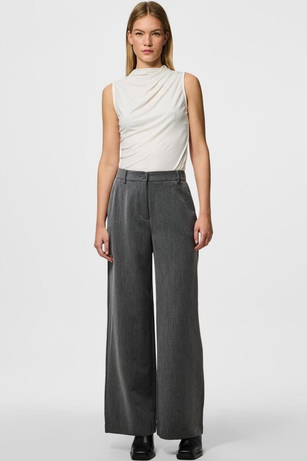 Pieces - Pckamil Wide Pant - 4673961 Dark Grey Melange