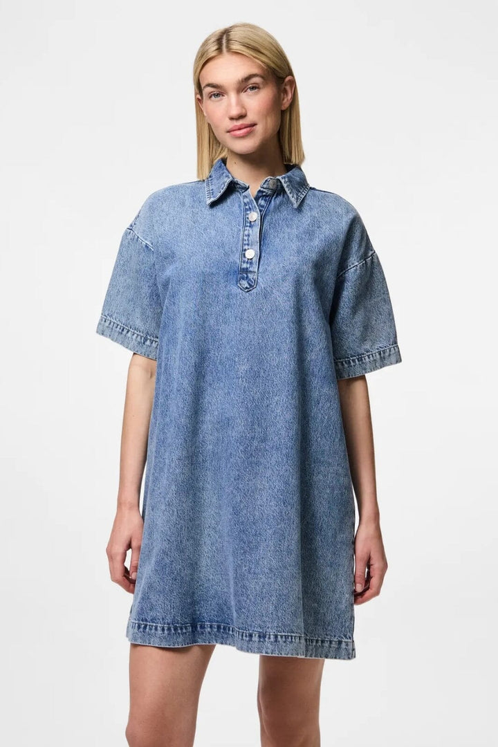 Pieces - Pckenya Ss A-Shape Denim Dress - 4642793 Medium Blue Denim