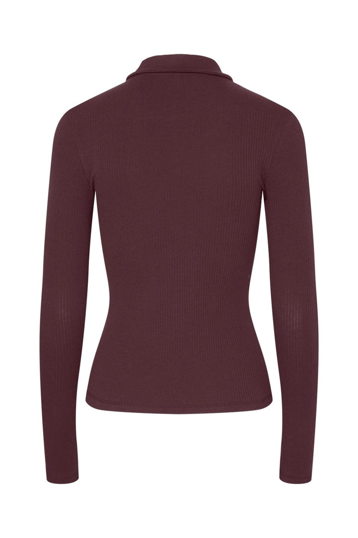 Pieces - Pckitte Ls Polo Top Kca - 4823182 Tawny Port