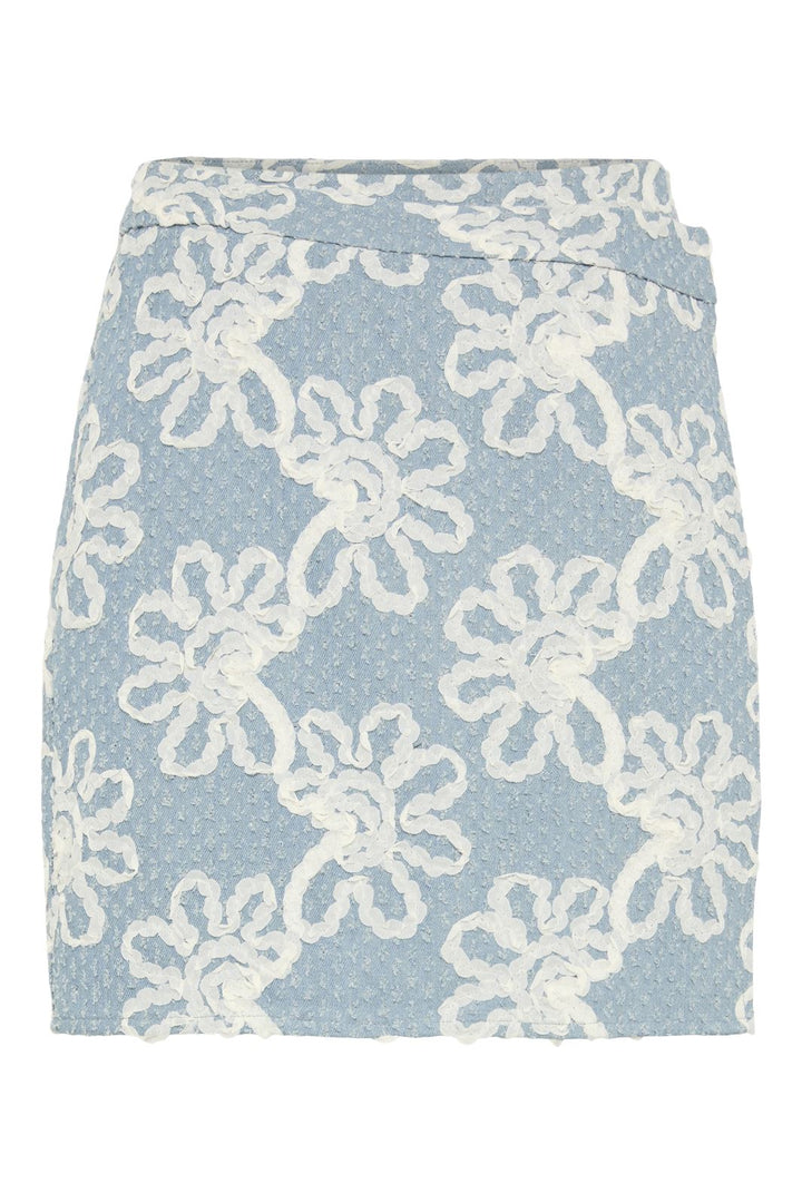 Pieces - Pclibbey Mini Denim Skirt - 4684628 Medium Blue Denim Flower