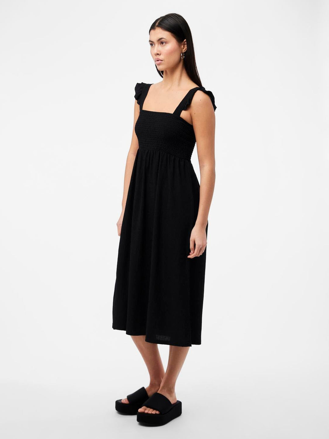 Pieces - Pcluna Smock Strap Dress Sa - 4433217 Black Kjoler 