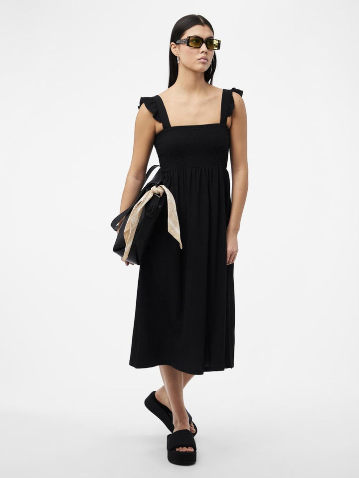 Pieces - Pcluna Smock Strap Dress Sa - 4433217 Black Kjoler 