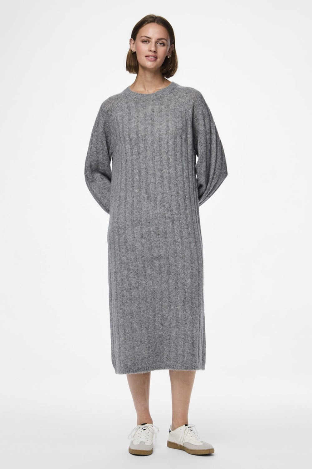 Pieces - Pcmaggy Ls Knit Dress - 4542705 Medium Grey Melange