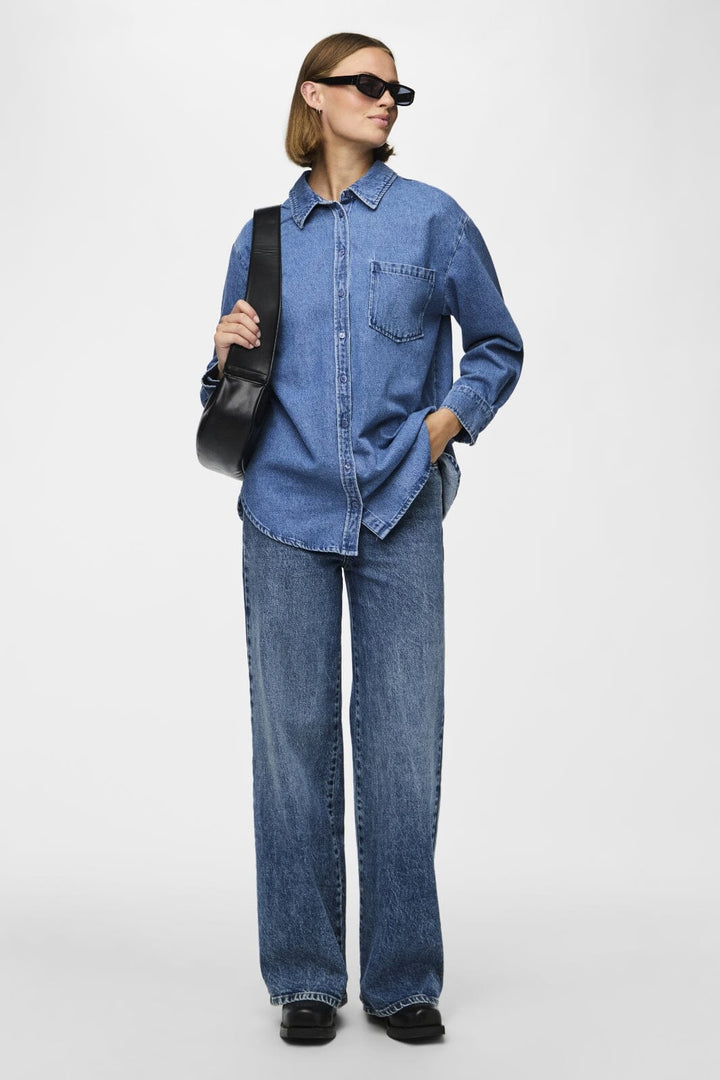 Pieces - Pcmaisie Ls Denim Shirt - 4544392 Medium Blue Denim