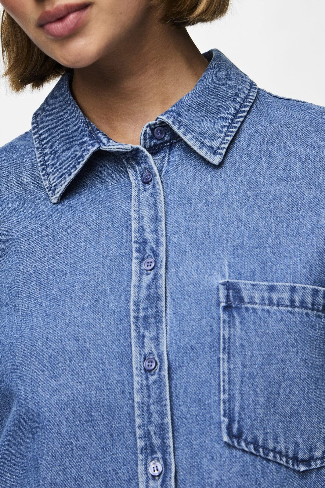 Pieces - Pcmaisie Ls Denim Shirt - 4544392 Medium Blue Denim