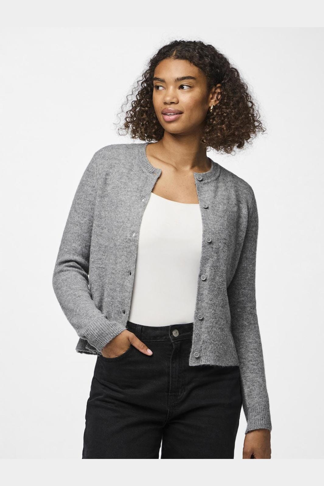 Pieces - Pcmalou Ls Knit Cardigan - 4635852 Medium Grey Melange