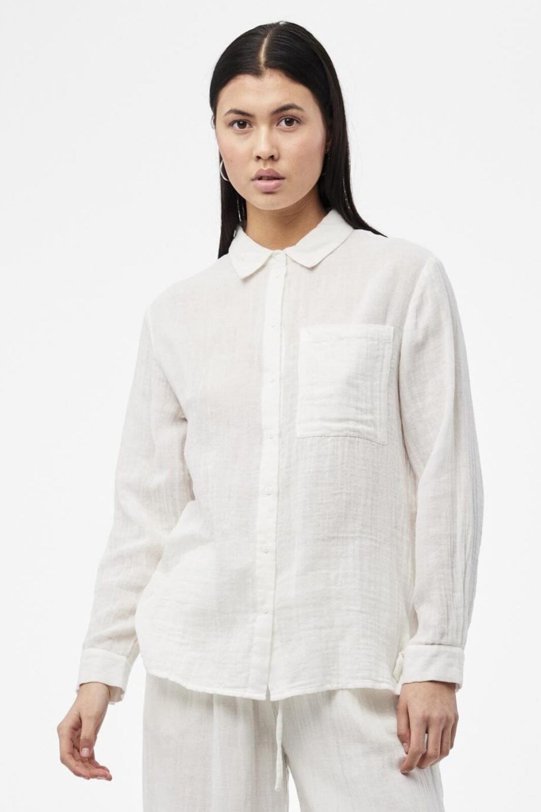 Pieces - Pcmastina Ls Relaxed Shirt - 4465813 Cloud Dancer Skjorter 