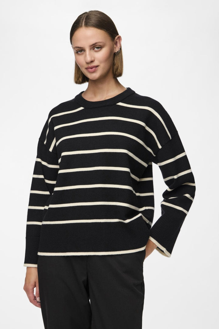 Pieces - Pcmathilde Ls O-Neck Knit - 4542675 Black Birch