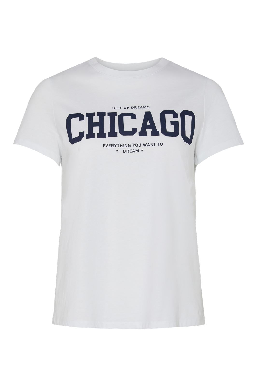 Pieces - Pcnalina Ss O-Neck Reg T-Shirt - 4830485 Bright White Navy Chicago