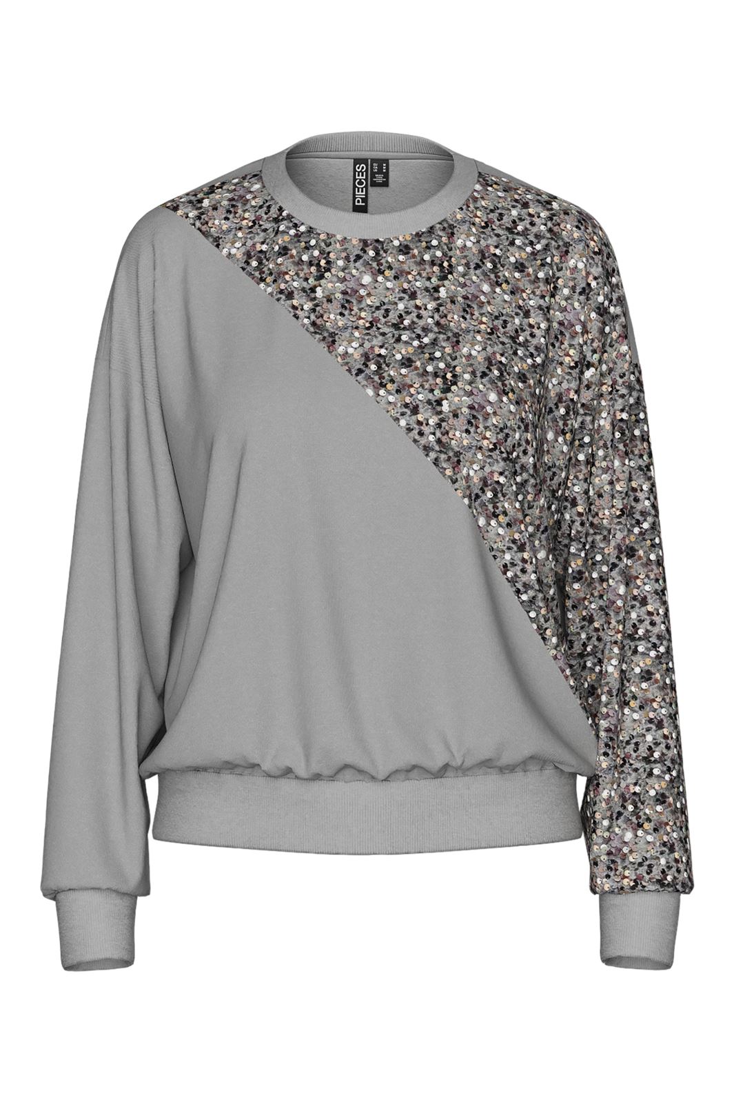 Pieces - Pcnancy Ls Sweat - 4668641 Light Grey Melange Silver Sequence