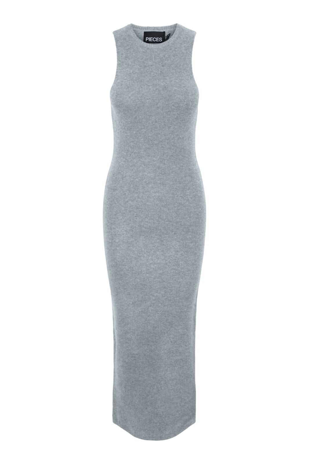 Pieces - Pcnanu Sl High Neck Ankl. Knit Dress - 4639125 Medium Grey Melange Kjoler 