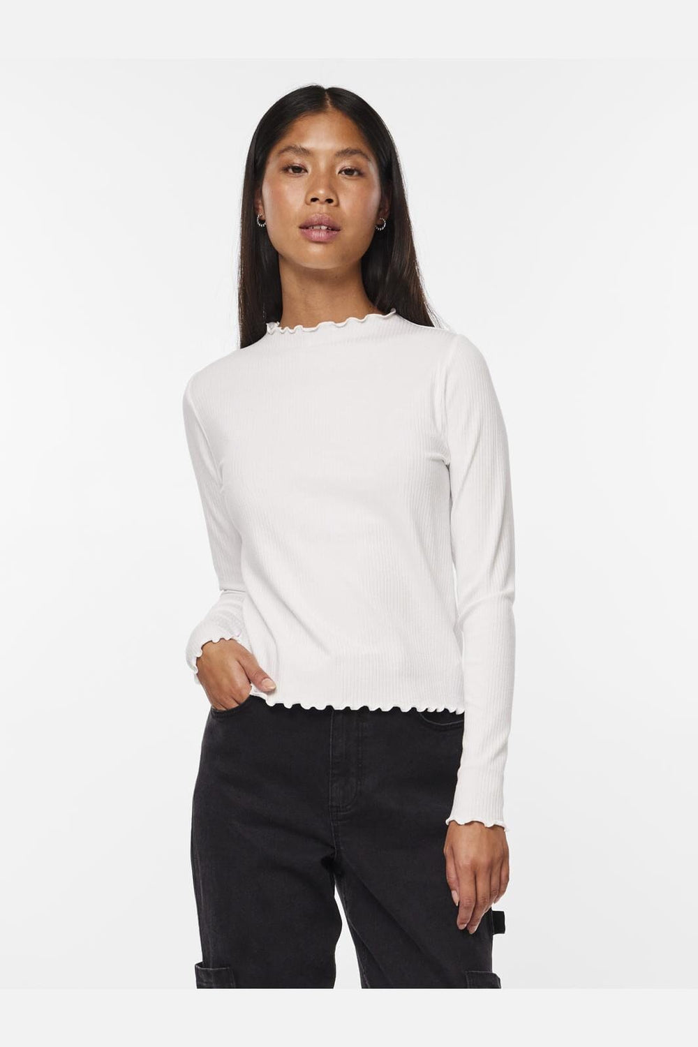 Pieces - Pcnicca Ls Top - 4073266 Bright White