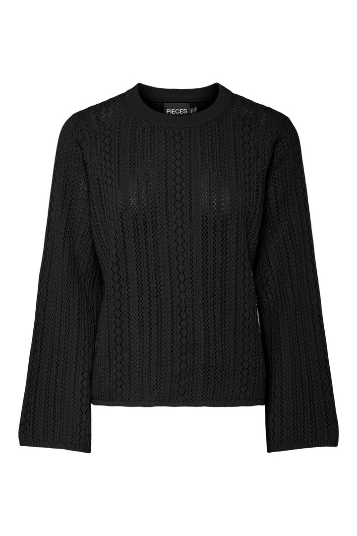 Pieces - Pcnuka Ls O-Neck Knit - 4642593 Black