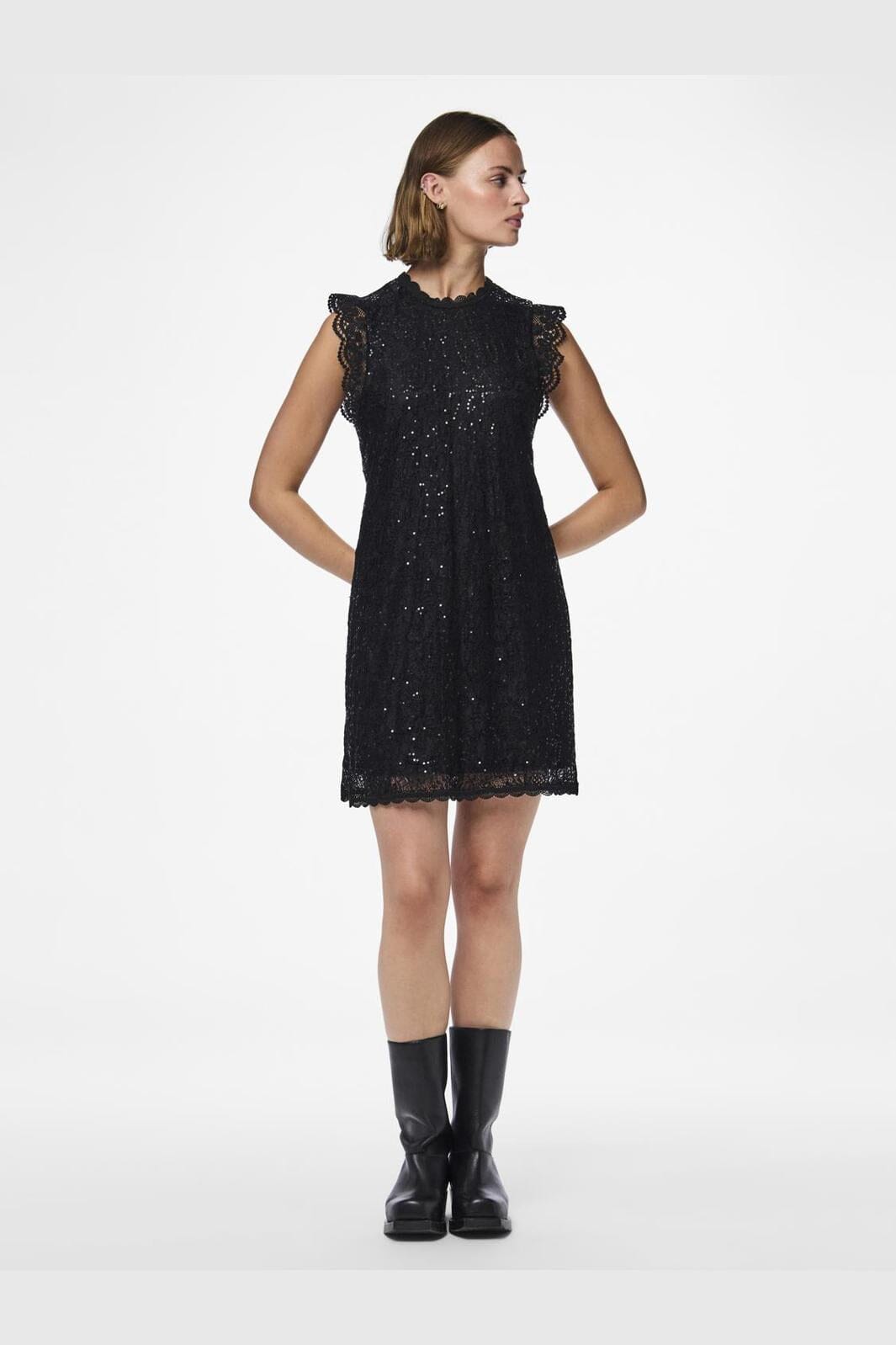 Pieces - Pcolline Sl Lace Sequins Dress Cp - 4567446 Black